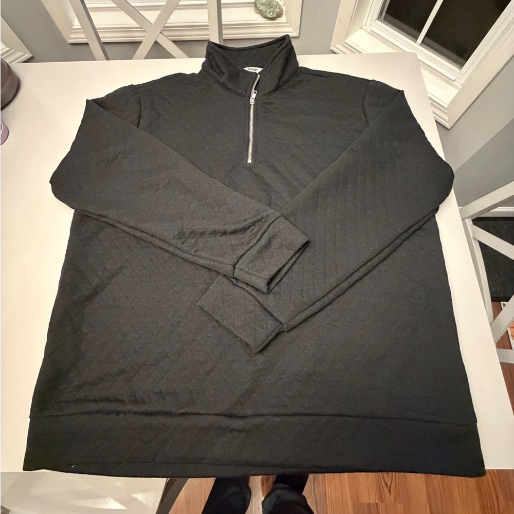 Men's Quilted Black Zip-Up Sweater